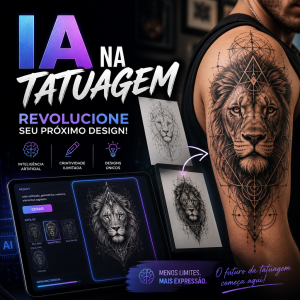 AI-generated detailed lion tattoo on a man's arm using creative digital tools in tattoo design.